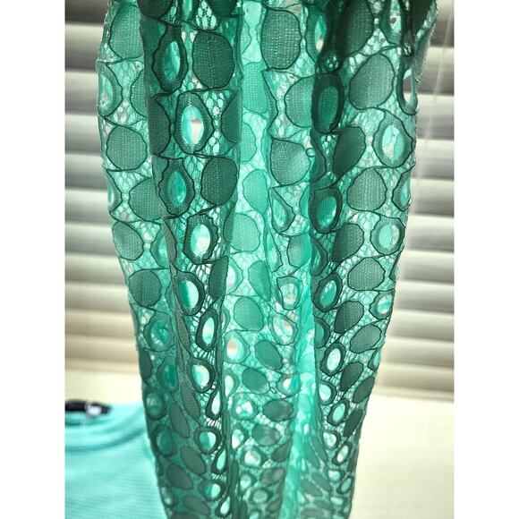 TOP-MIHOLL-Waffle Material-Lace Sleeves-Long Sleeves-Mint Green-Size Large - Picture 6 of 16